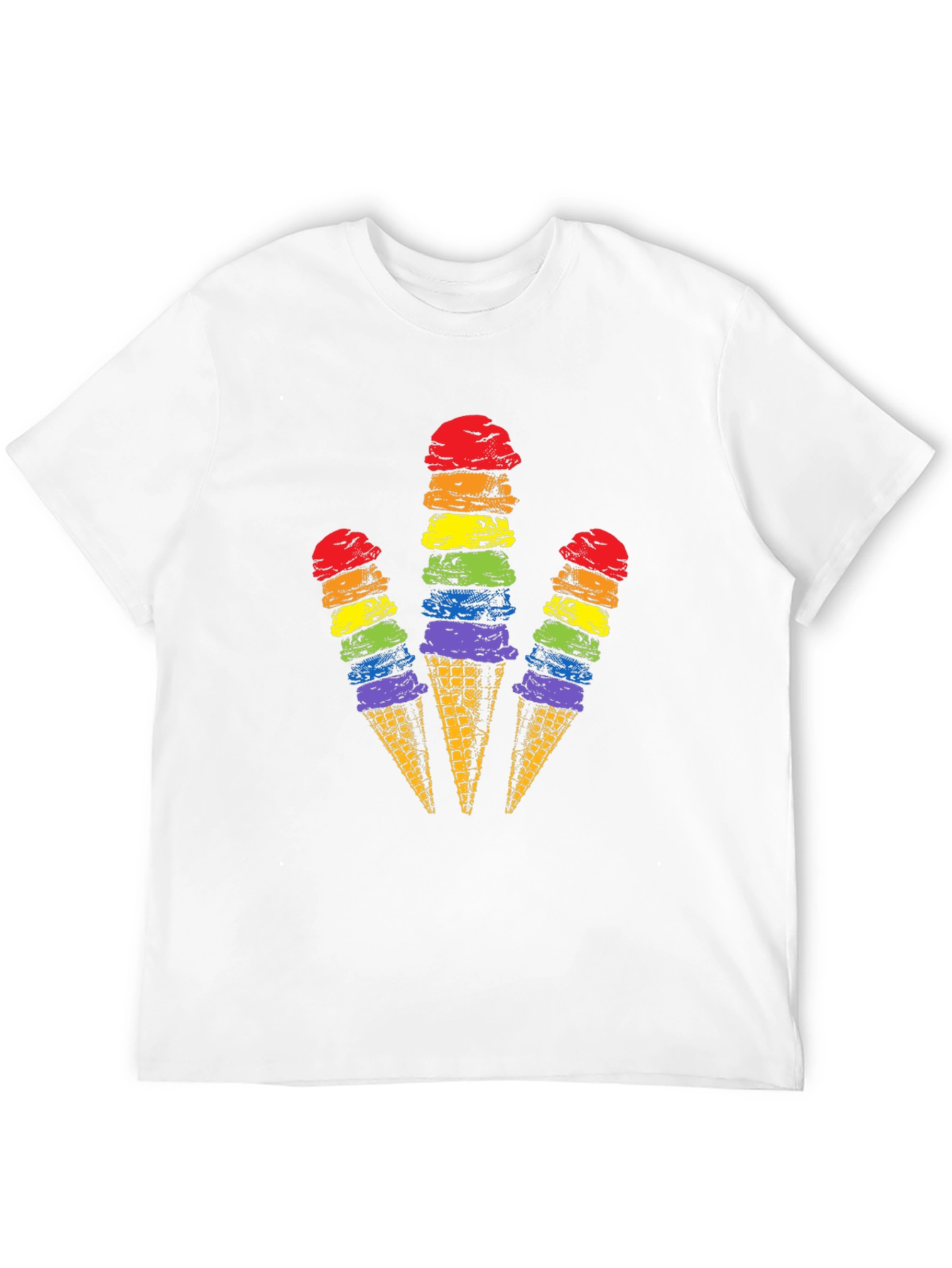 Camiseta Negra con Diseño de Helados Arcoíris
