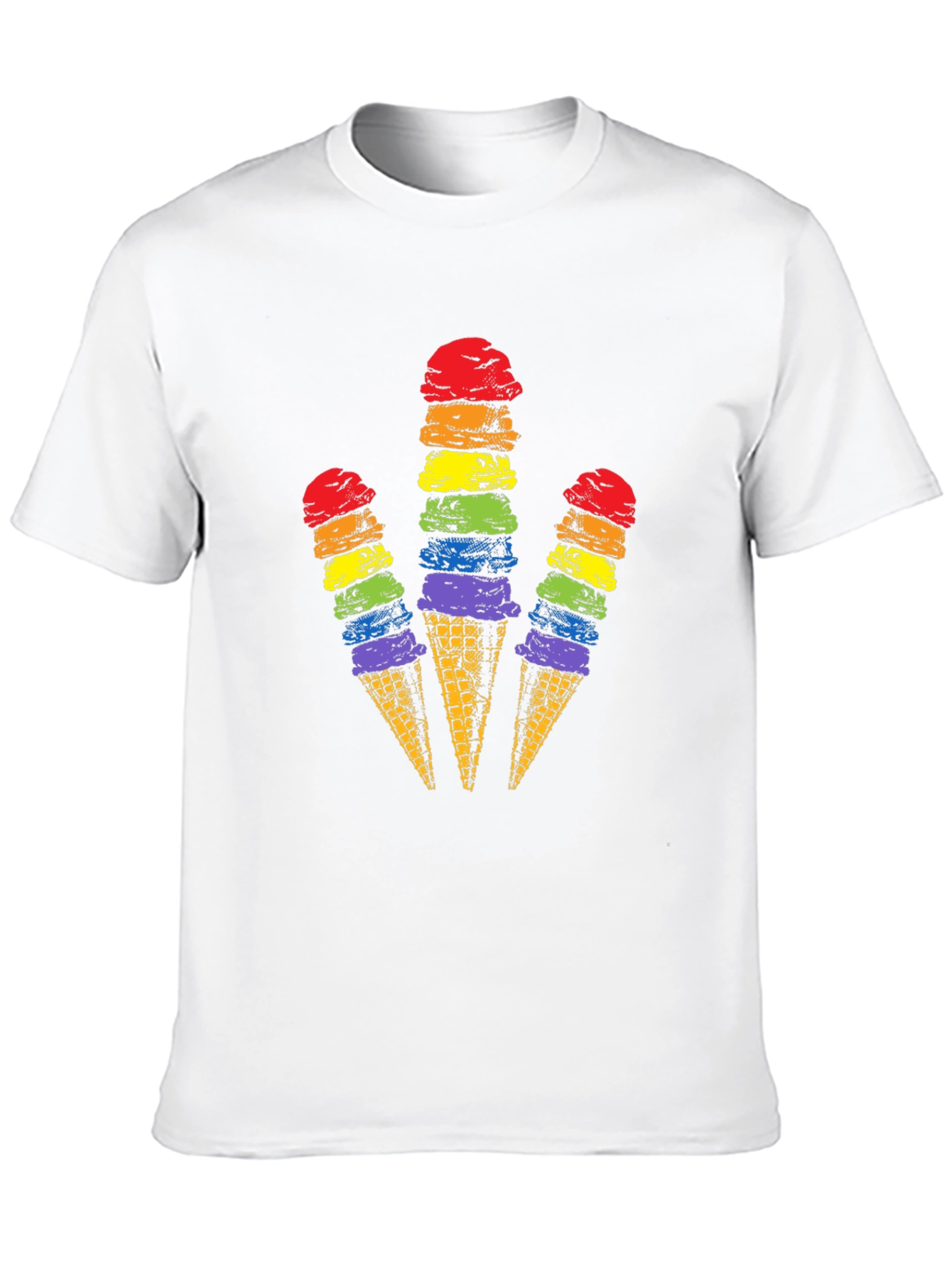 Camiseta Negra con Diseño de Helados Arcoíris
