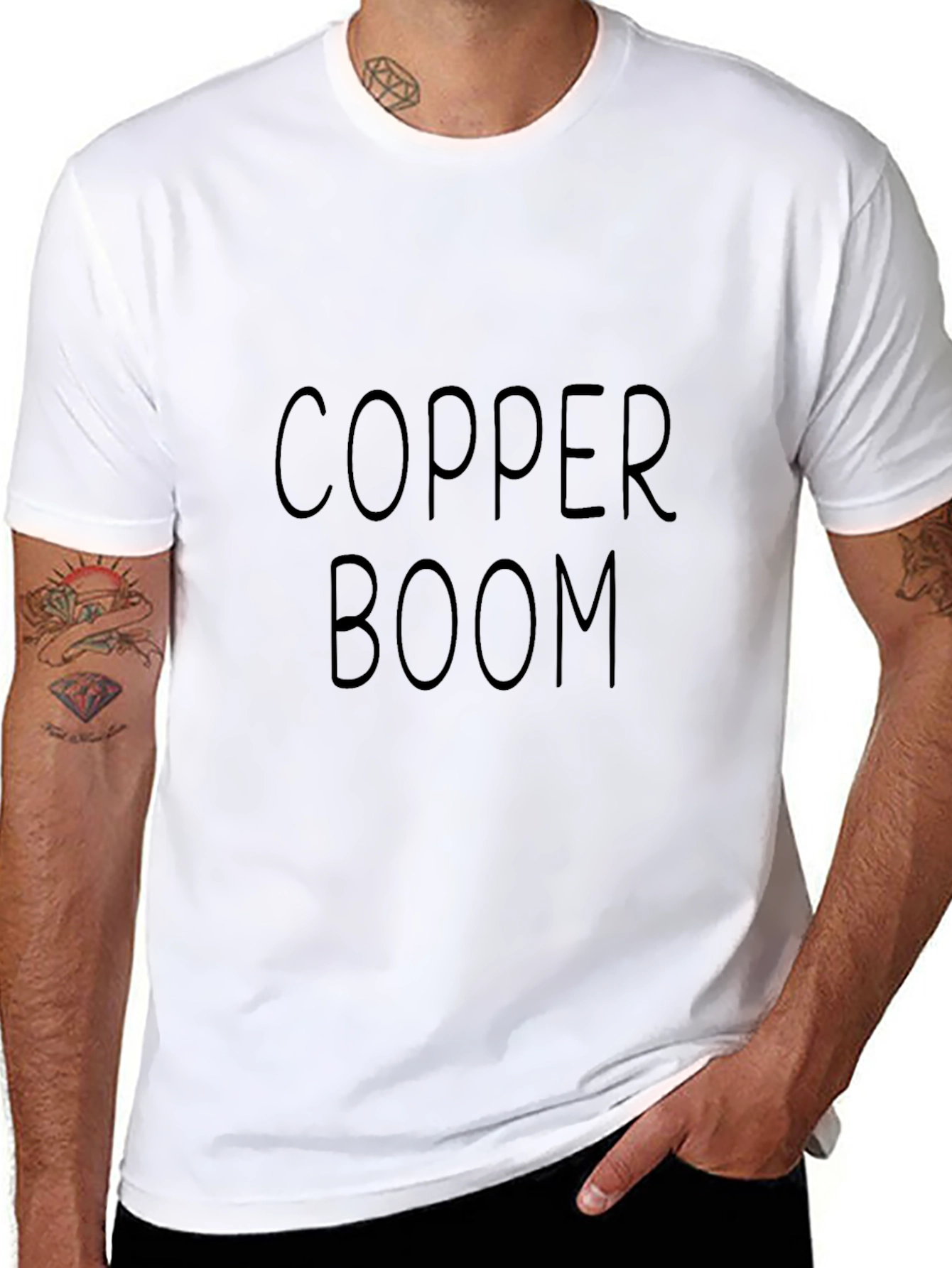 Camiseta Negra Copper Boom Casual Hombre