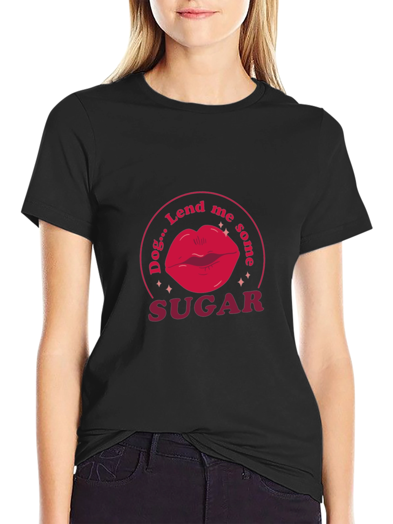 Camiseta Negra Dog...Lend me some SUGAR