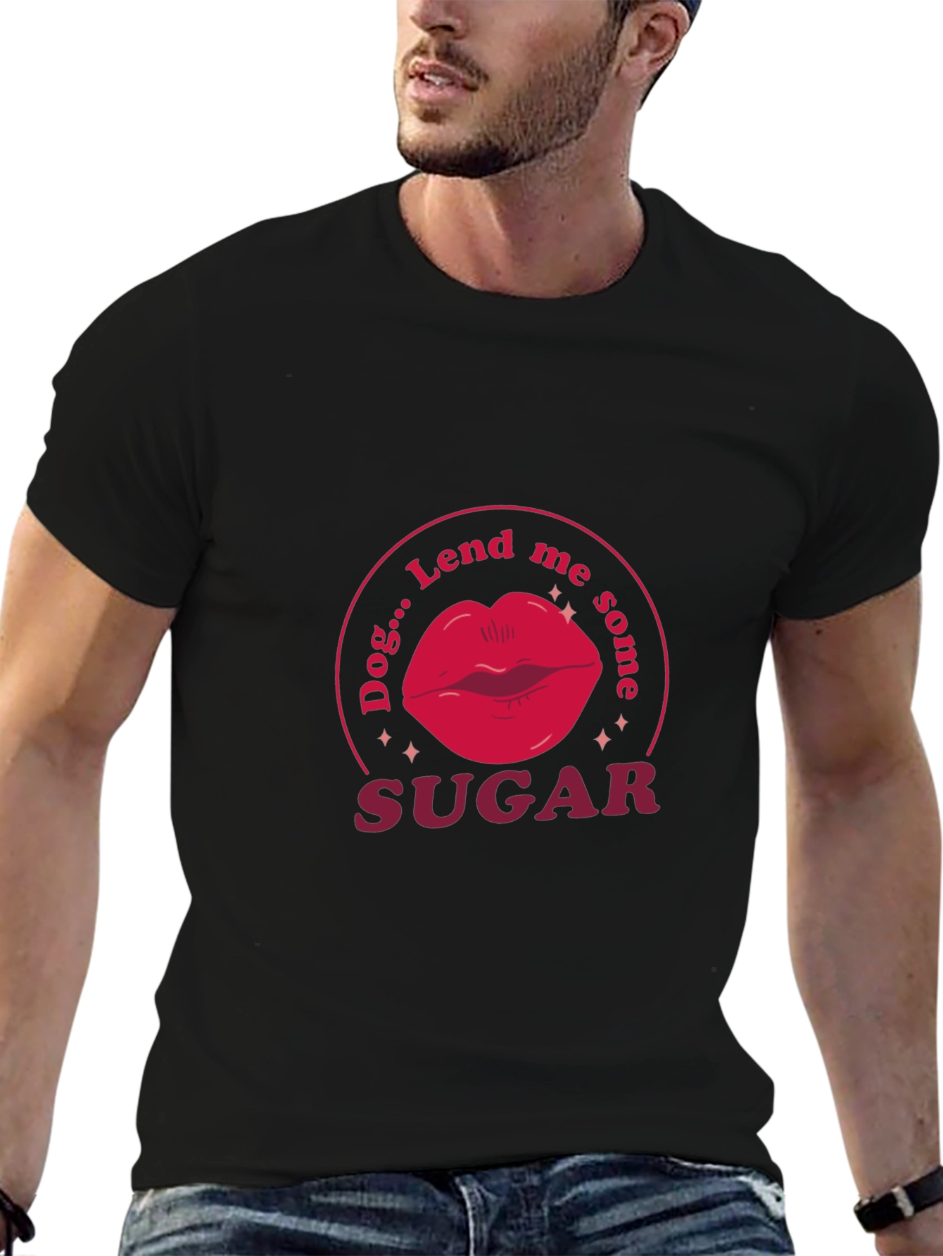 Camiseta Negra Dog...Lend me some SUGAR