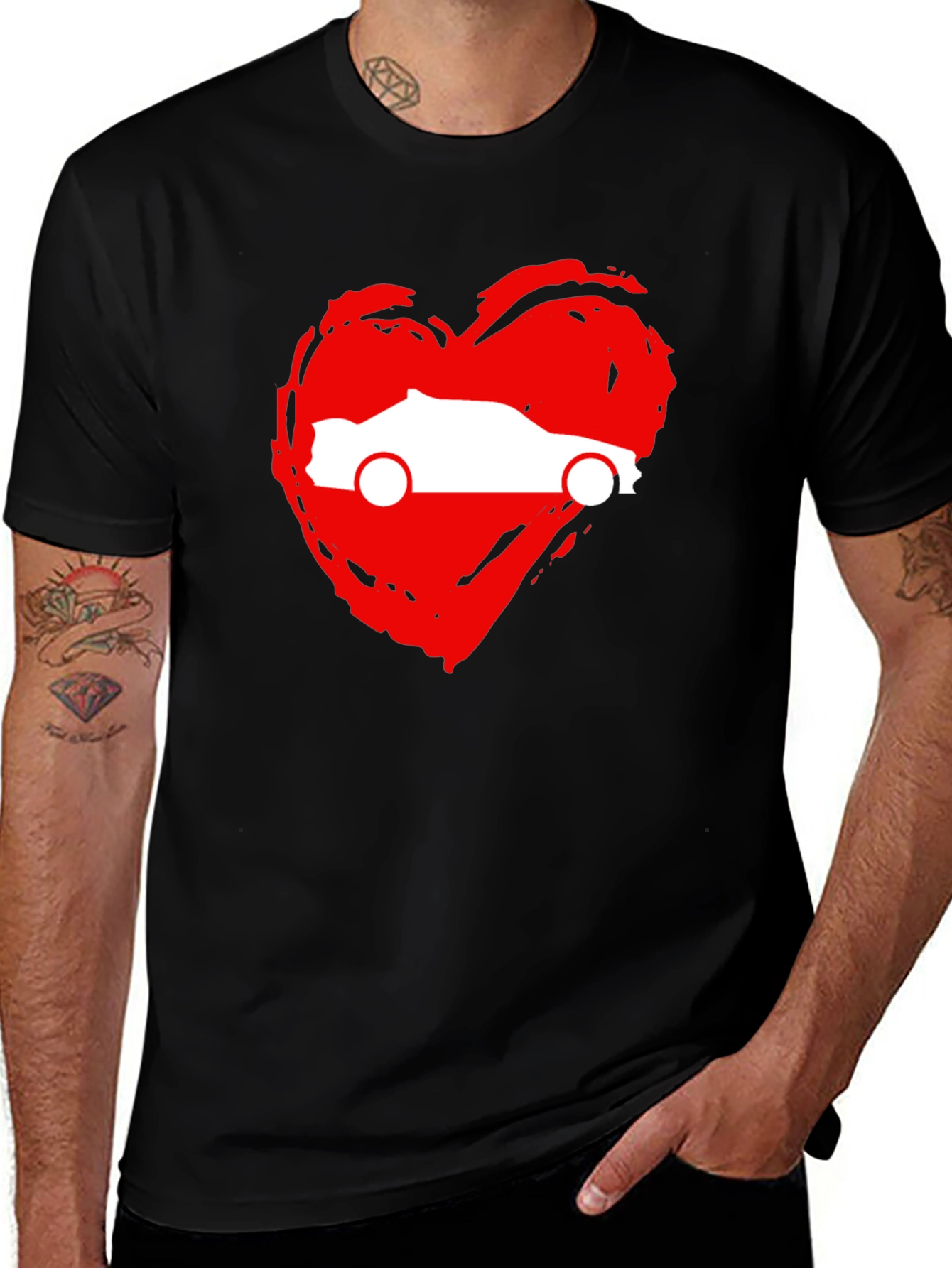 Camiseta Negra con Corazón y Coche