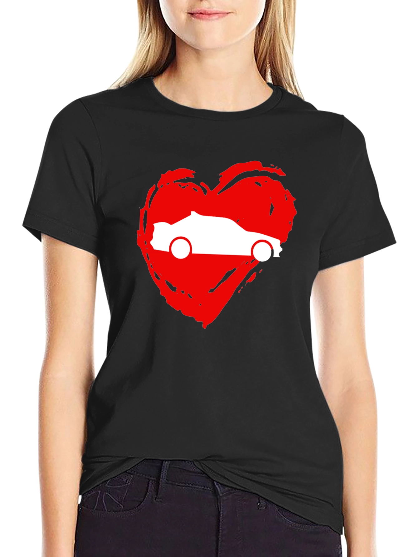 Camiseta Negra con Corazón y Coche