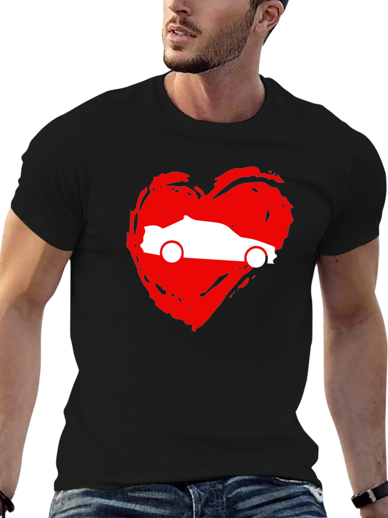 Camiseta Negra con Corazón y Coche