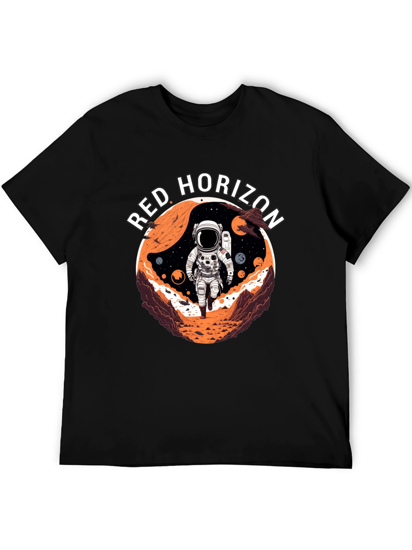 Camiseta Negra Red Horizon Diseño Espacial