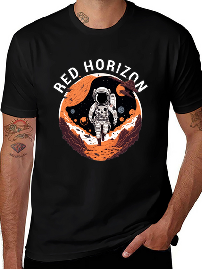 Camiseta Negra Red Horizon Diseño Espacial