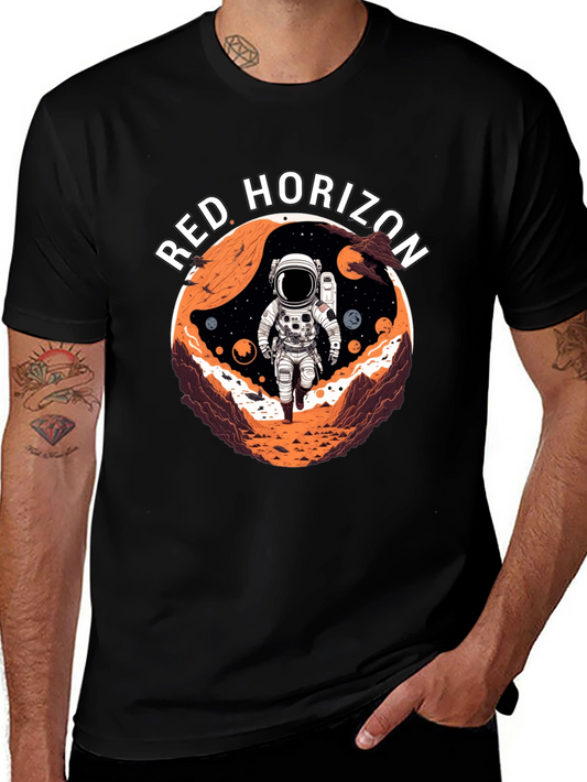 Camiseta Negra Red Horizon Diseño Espacial
