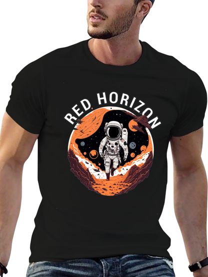 Camiseta Negra Red Horizon Diseño Espacial