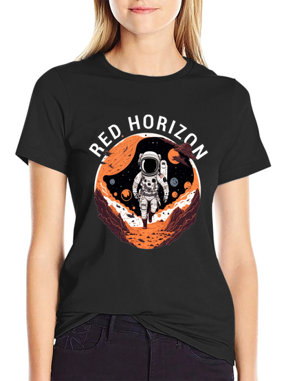 Camiseta Negra Red Horizon Diseño Espacial
