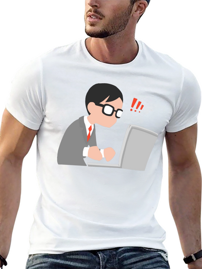 Camiseta Negra con Diseño de Hombre Trabajando
