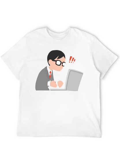 Camiseta Negra con Diseño de Hombre Trabajando