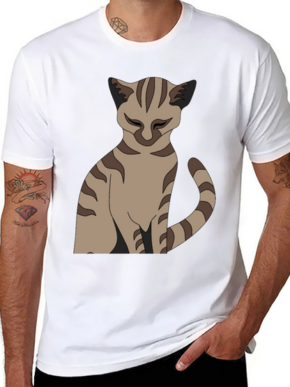 Camiseta Negra con Diseño de Gato Atigrado