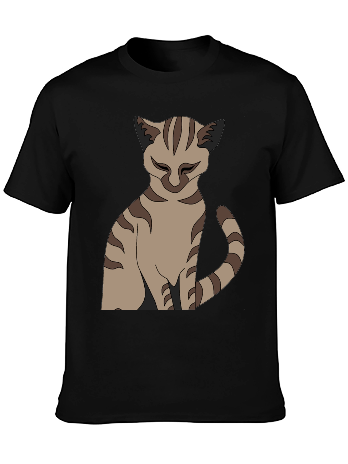Camiseta Negra con Diseño de Gato Atigrado