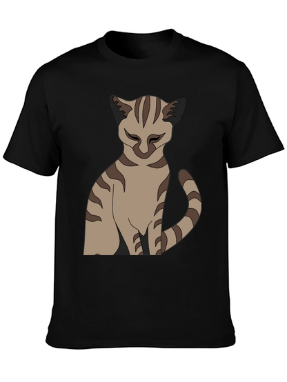 Camiseta Negra con Diseño de Gato Atigrado