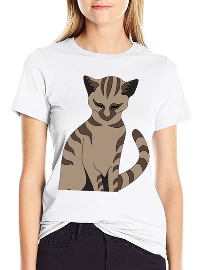 Camiseta Negra con Diseño de Gato Atigrado