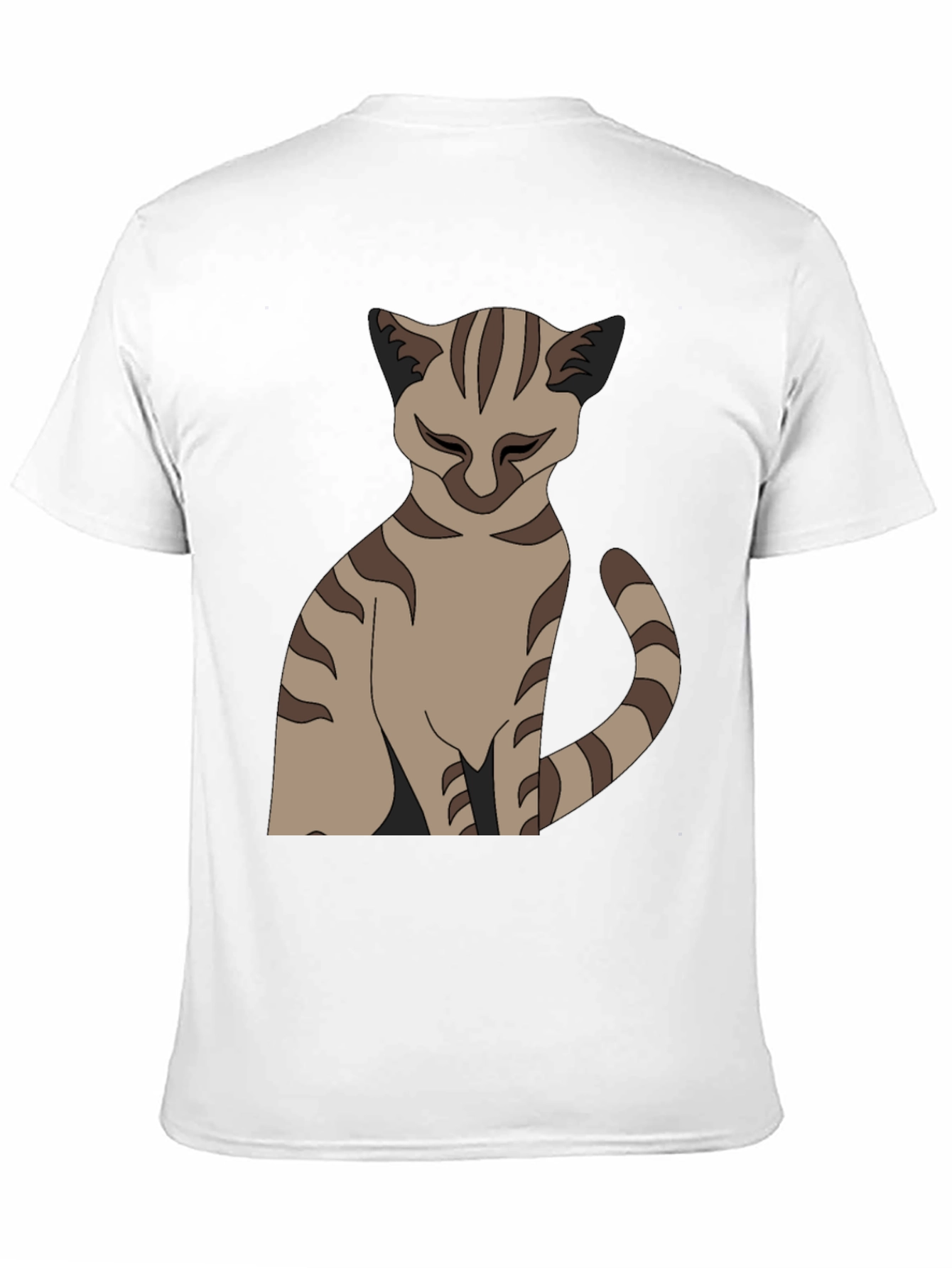 Camiseta Negra con Diseño de Gato Atigrado