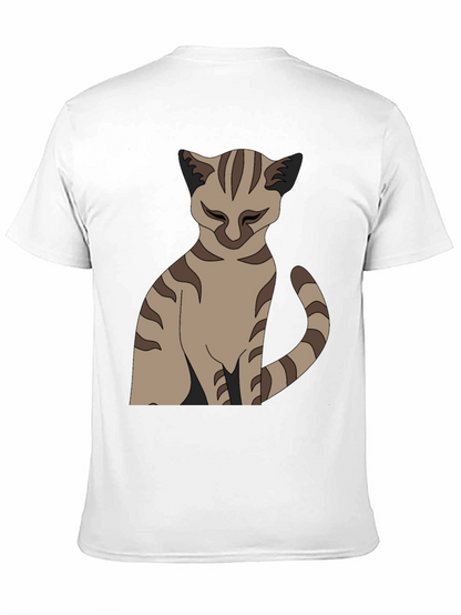Camiseta Negra con Diseño de Gato Atigrado