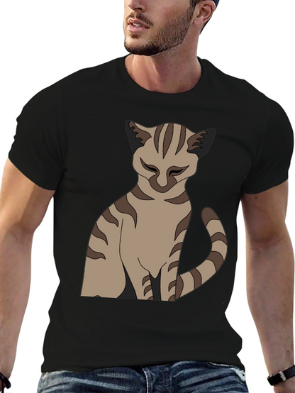 Camiseta Negra con Diseño de Gato Atigrado