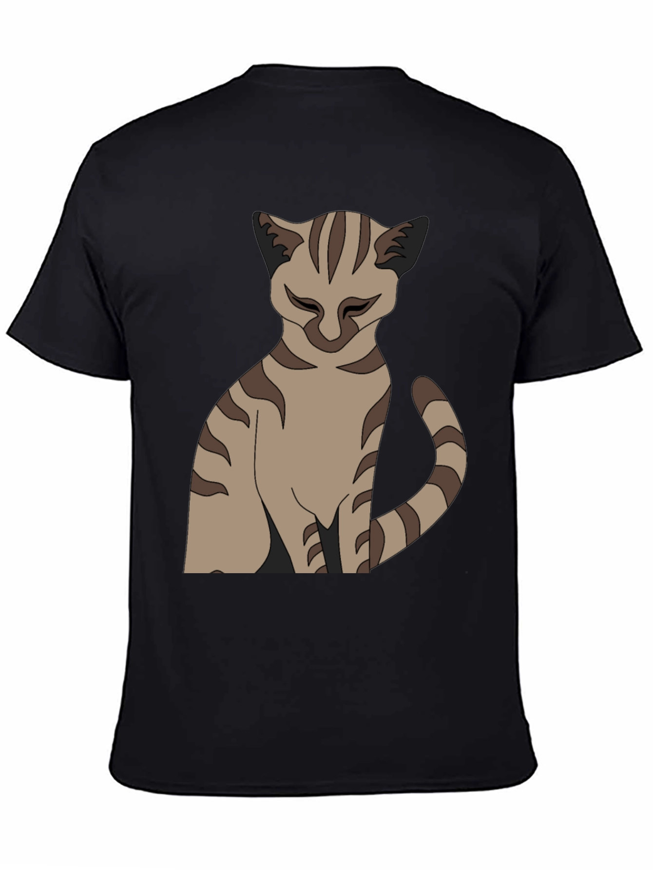 Camiseta Negra con Diseño de Gato Atigrado