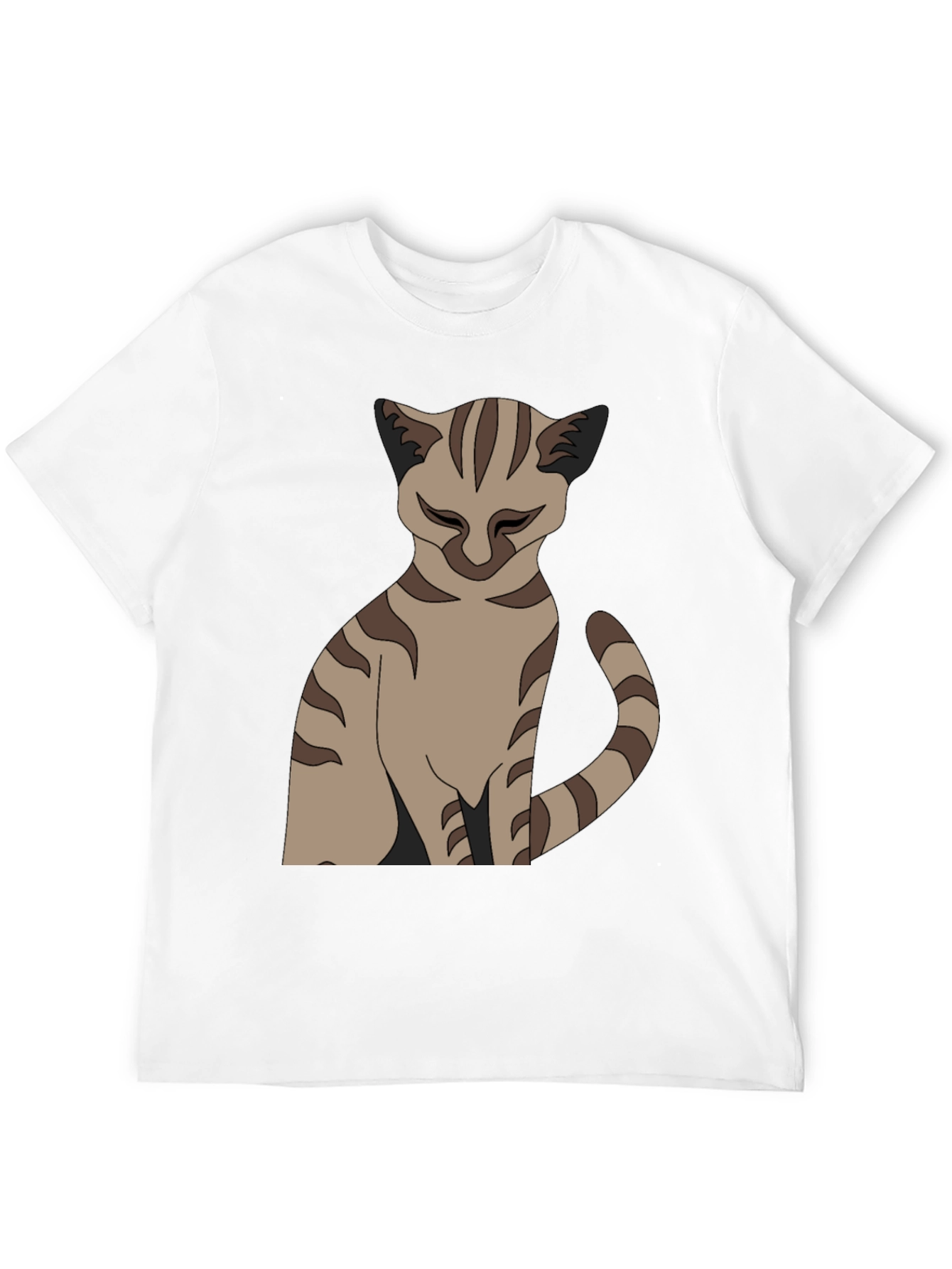 Camiseta Negra con Diseño de Gato Atigrado