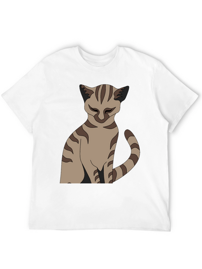 Camiseta Negra con Diseño de Gato Atigrado