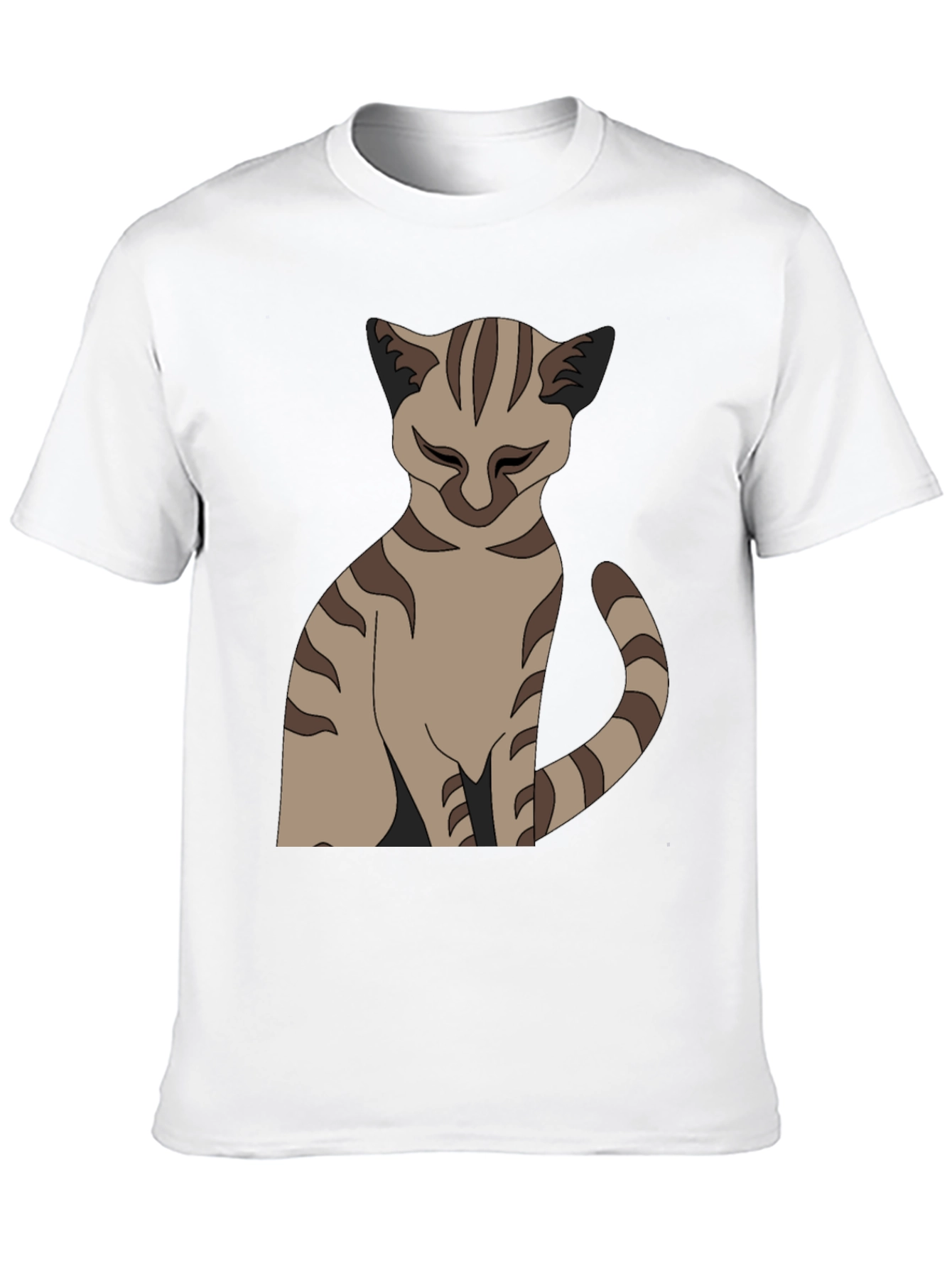Camiseta Negra con Diseño de Gato Atigrado