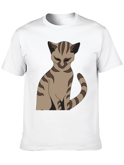Camiseta Negra con Diseño de Gato Atigrado