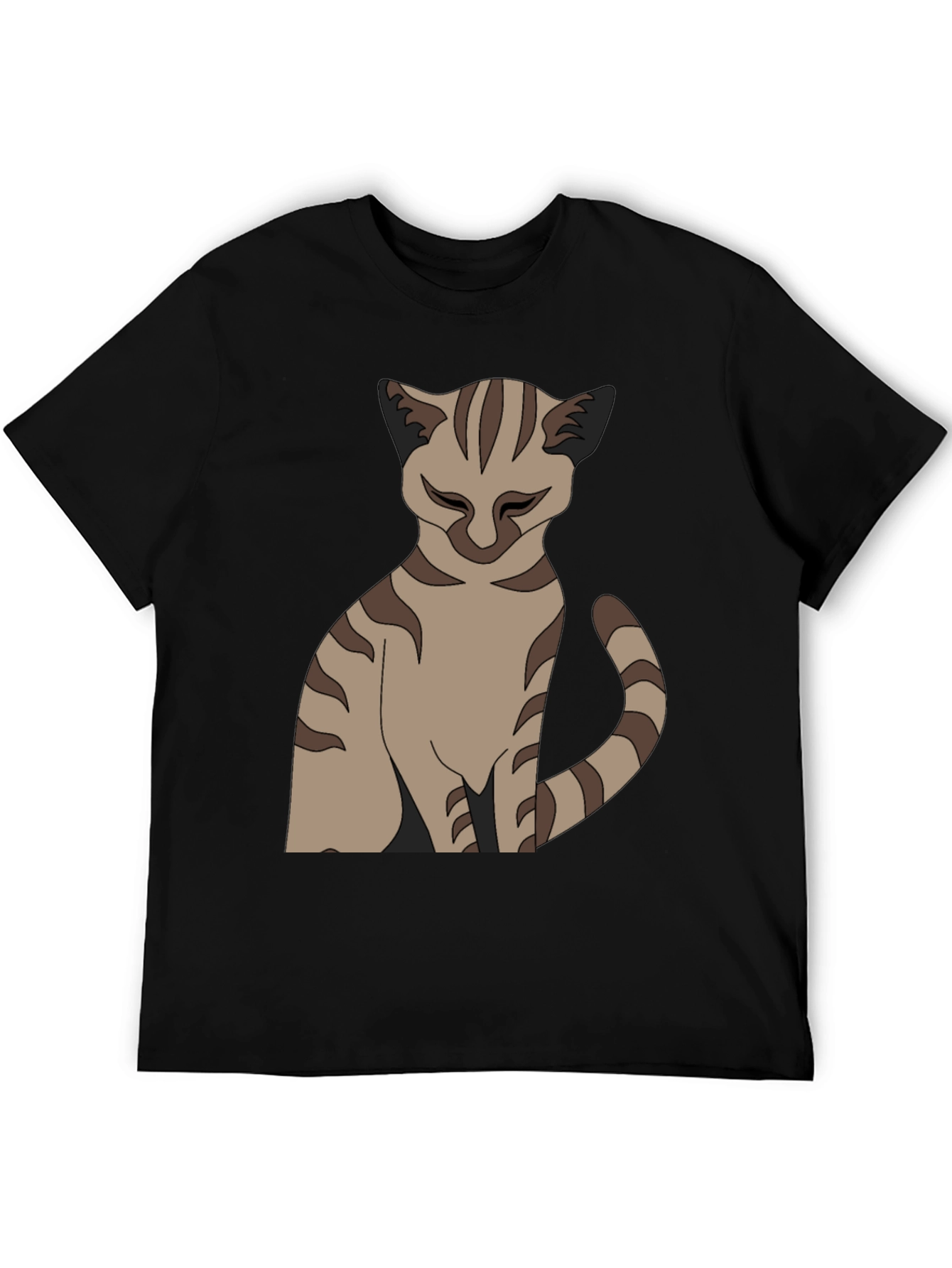 Camiseta Negra con Diseño de Gato Atigrado