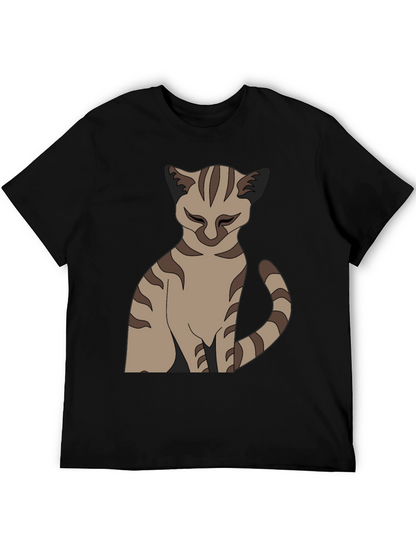 Camiseta Negra con Diseño de Gato Atigrado