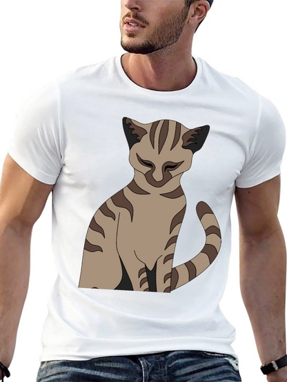 Camiseta Negra con Diseño de Gato Atigrado