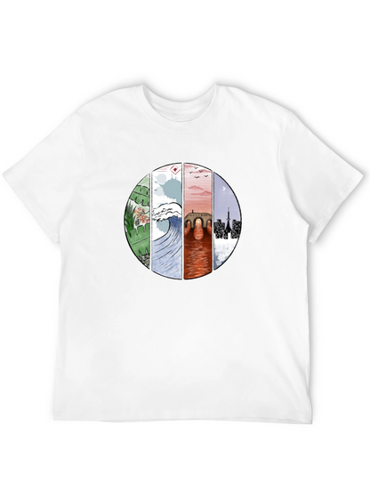 Camiseta Negra con Diseño Circular Abstracto