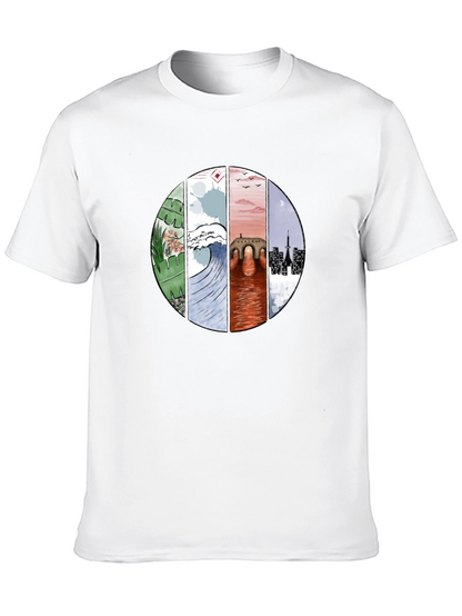 Camiseta Negra con Diseño Circular Abstracto