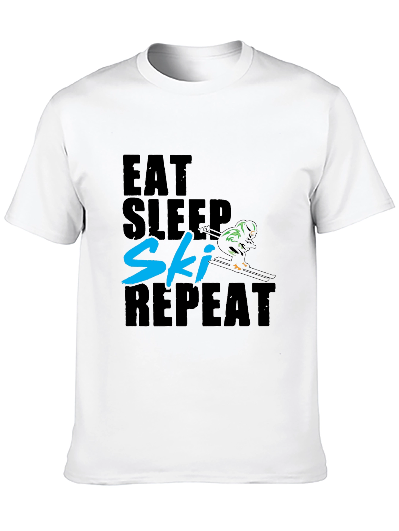 Camiseta Negra Esquí: Come Duerme Esquía Repite