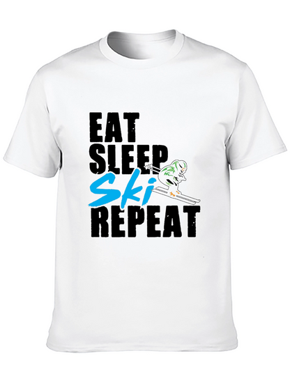 Camiseta Negra Esquí: Come Duerme Esquía Repite