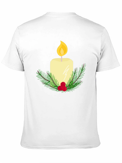 Camiseta Negra con Vela Navideña