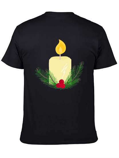 Camiseta Negra con Vela Navideña