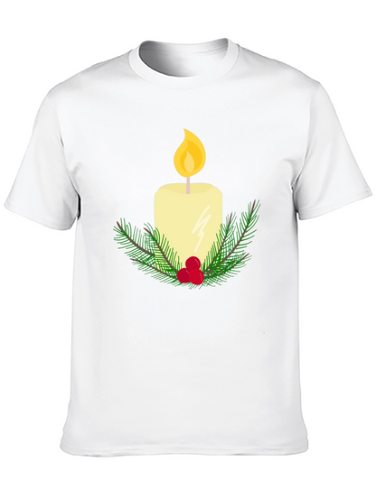 Camiseta Negra con Vela Navideña