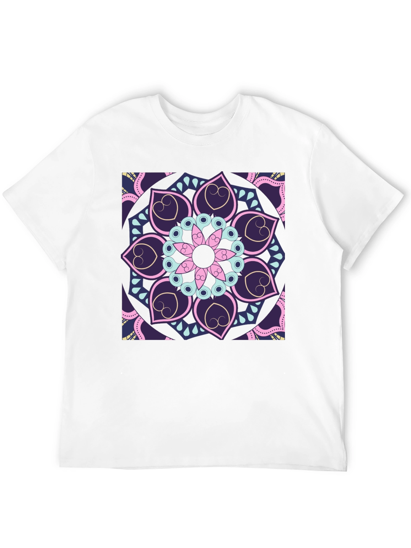 Camiseta Negra con Mandala Floral Abstracta
