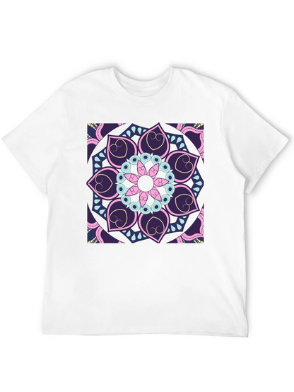 Camiseta Negra con Mandala Floral Abstracta