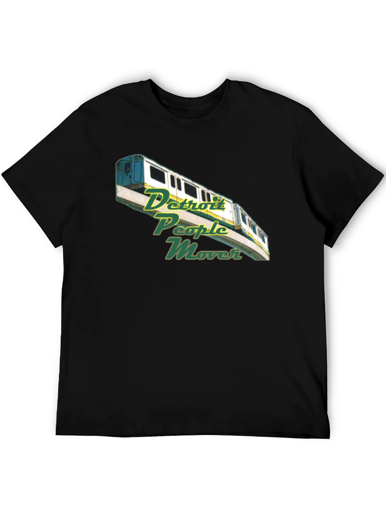Camiseta Negra con Diseño Detroit People Mover