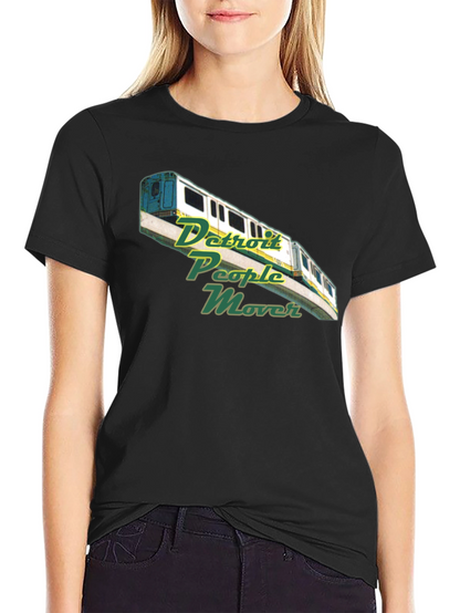 Camiseta Negra con Diseño Detroit People Mover