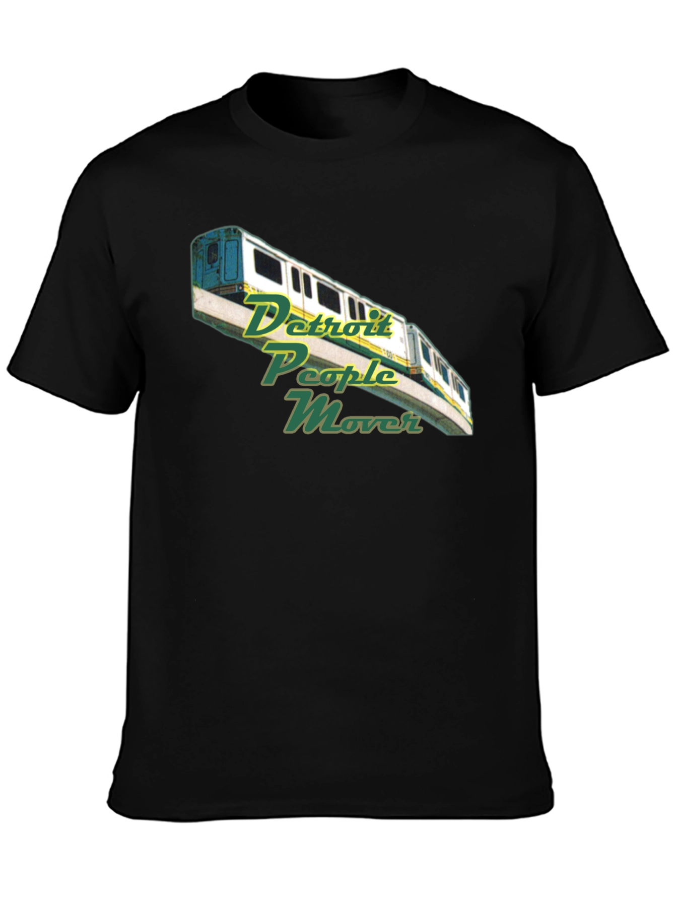 Camiseta Negra con Diseño Detroit People Mover