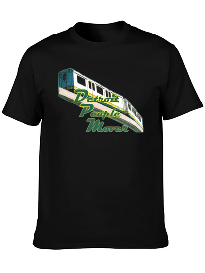 Camiseta Negra con Diseño Detroit People Mover