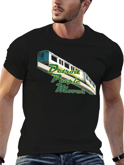 Camiseta Negra con Diseño Detroit People Mover