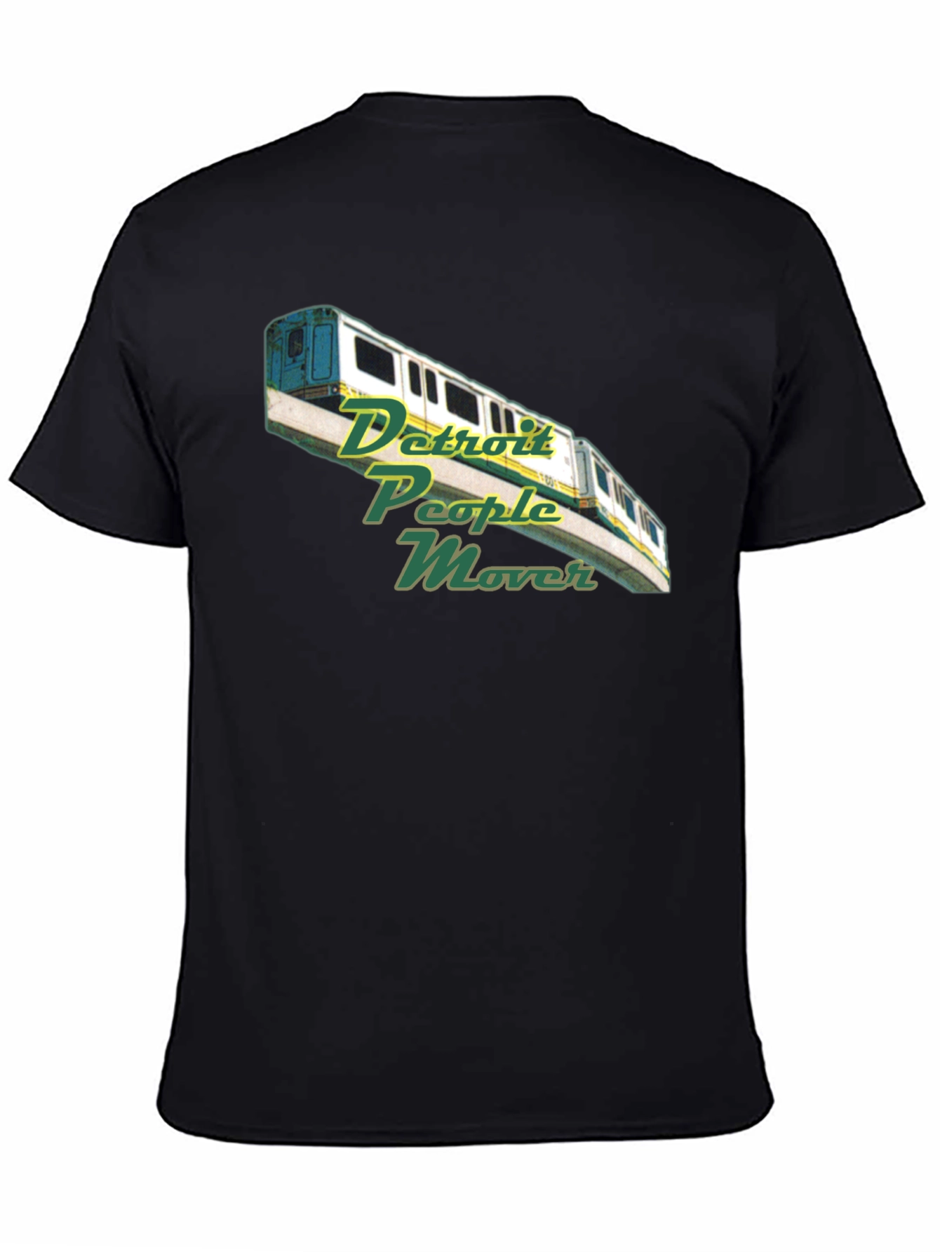 Camiseta Negra con Diseño Detroit People Mover
