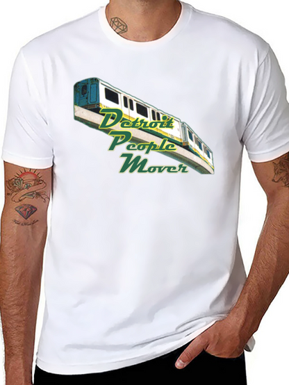 Camiseta Negra con Diseño Detroit People Mover