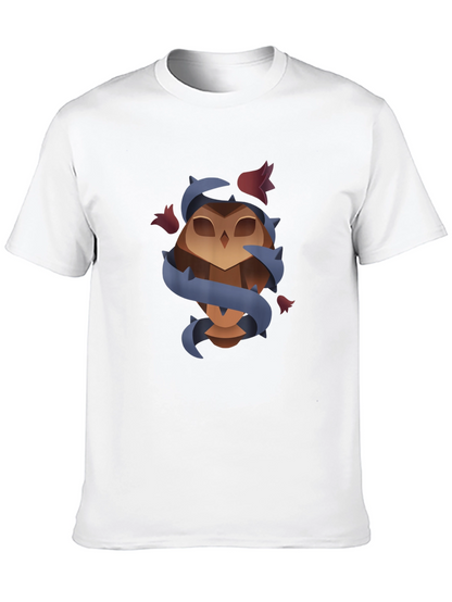 Camiseta Negra con Diseño de Búho Floral