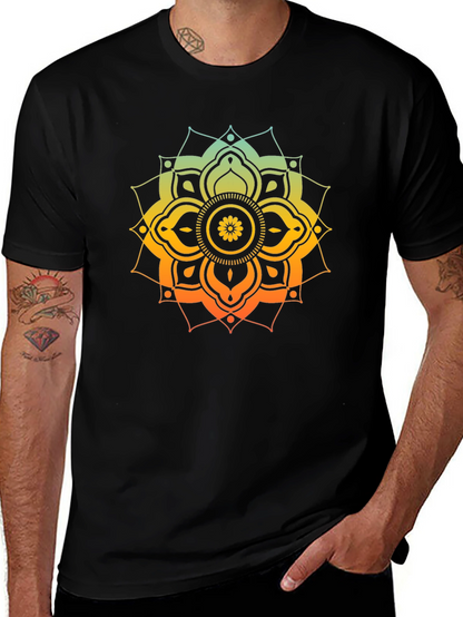 Camiseta Negra Mandala Degradada Hombre
