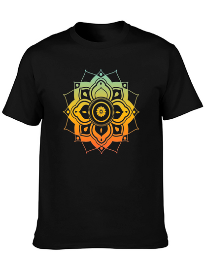Camiseta Negra Mandala Degradada Hombre