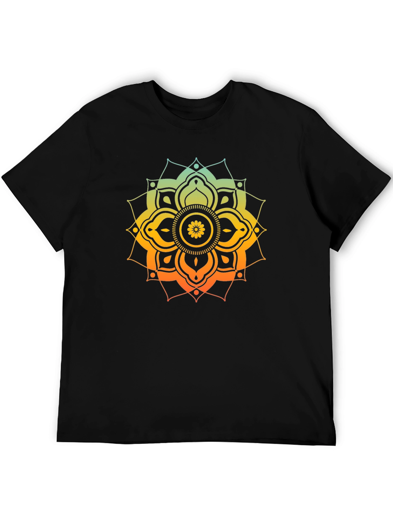 Camiseta Negra Mandala Degradada Hombre
